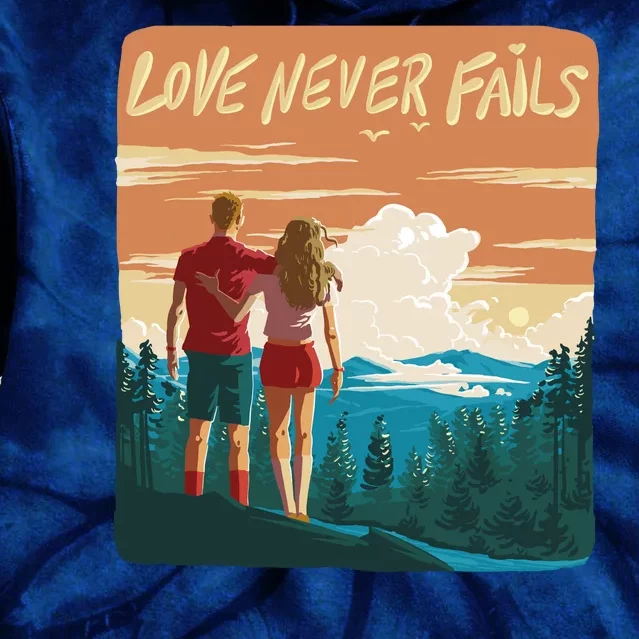 Love Never Fails Sunset Couple Tie Dye Hoodie