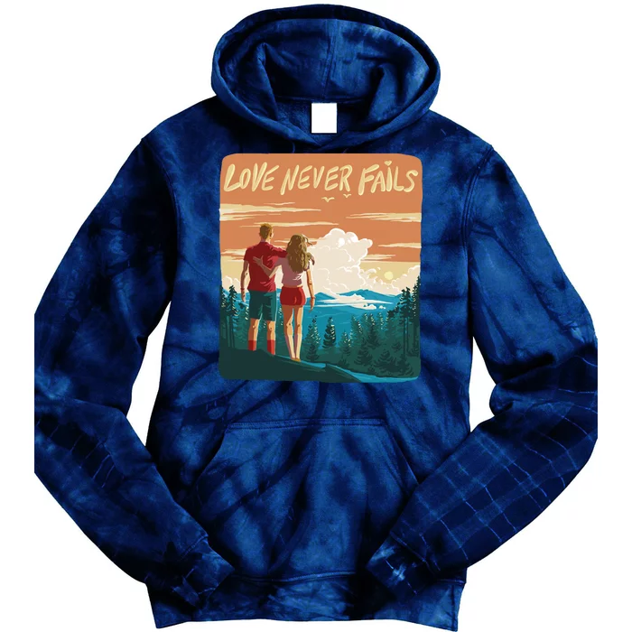 Love Never Fails Sunset Couple Tie Dye Hoodie