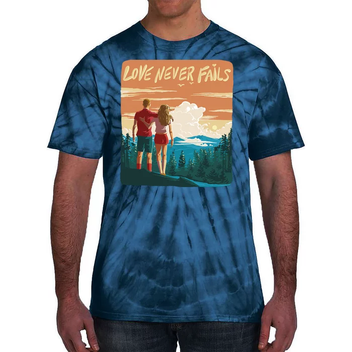 Love Never Fails Sunset Couple Tie-Dye T-Shirt