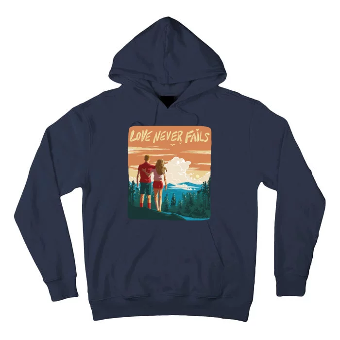 Love Never Fails Sunset Couple Tall Hoodie