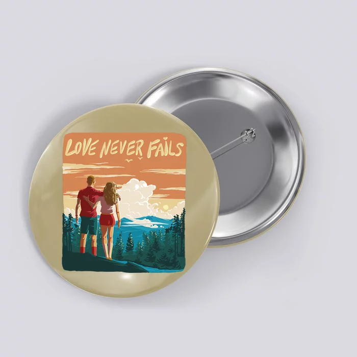 Love Never Fails Sunset Couple Button