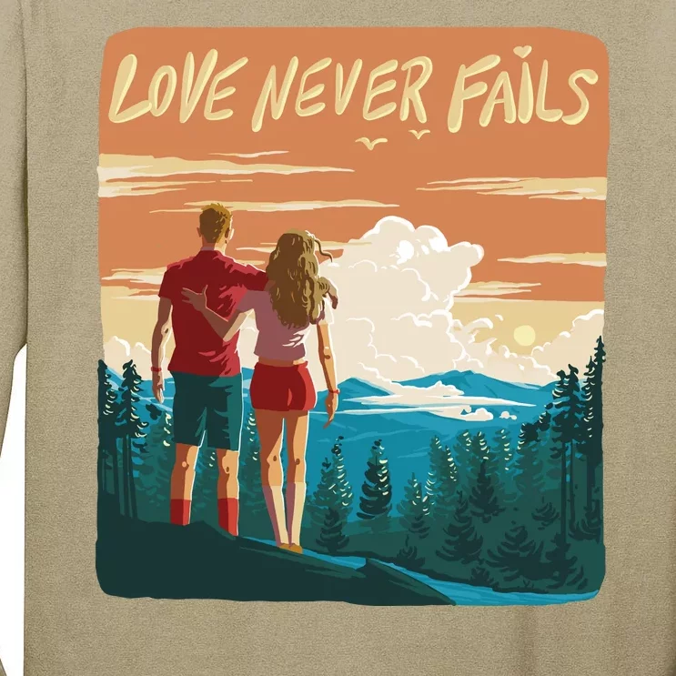 Love Never Fails Sunset Couple Tall Long Sleeve T-Shirt