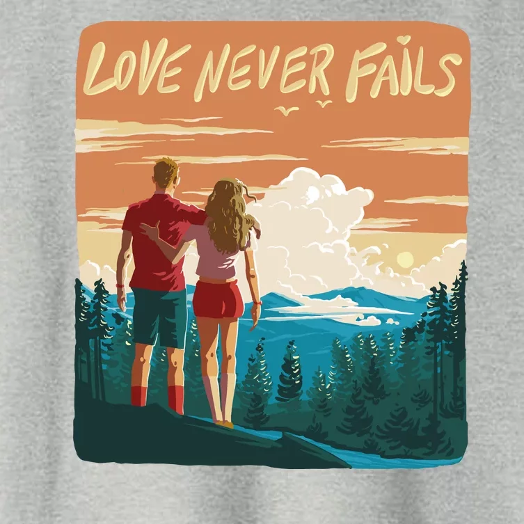 Love Never Fails Sunset Couple Women's Crop Top Tee