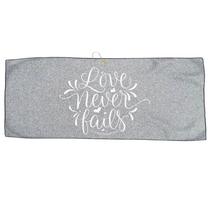 Love Never Fails Bible Verse Corinthians 13 8 Valentines Day Large Microfiber Waffle Golf Towel