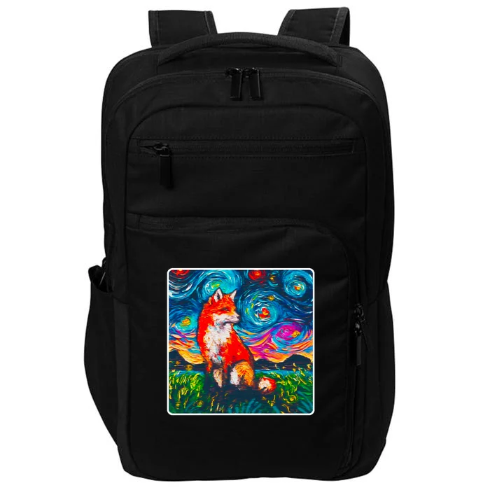 Lupine Night Fox Starry Night Art Painting Impact Tech Backpack