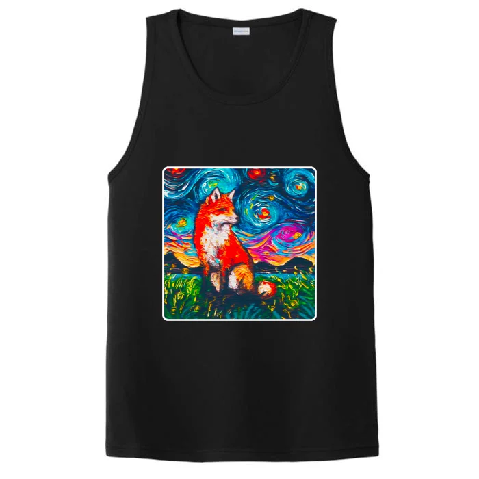 Lupine Night Fox Starry Night Art Painting Performance Tank