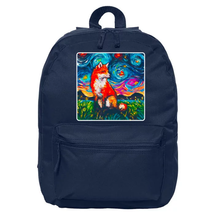 Lupine Night Fox Starry Night Art Painting 16 in Basic Backpack