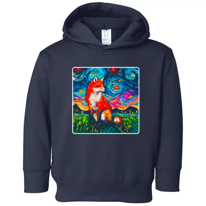 Lupine Night Fox Starry Night Art Painting Toddler Hoodie