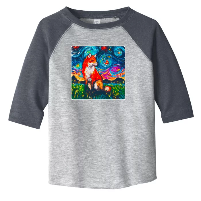 Lupine Night Fox Starry Night Art Painting Toddler Fine Jersey T-Shirt