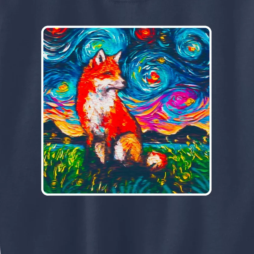 Lupine Night Fox Starry Night Art Painting Kids Sweatshirt