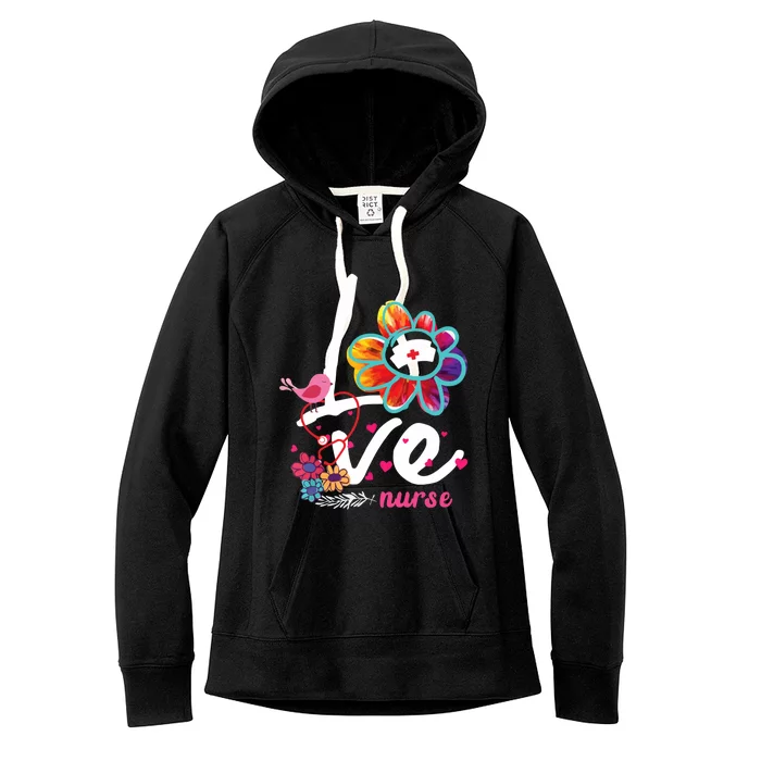 Love Nurse Flower Meaningful Gift Women's Fleece Hoodie