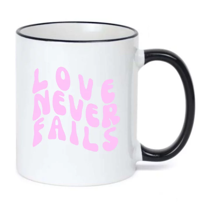 Love Never Fails Cute Gift Casual Back Letter Valentines Day Faith Gift Black Color Changing Mug