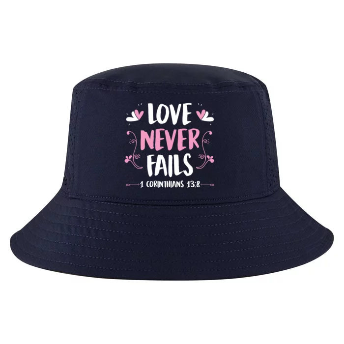 Love Never Fails 1 Corinthians 13 8 Bible Verse Christian Gift Cool Comfort Performance Bucket Hat