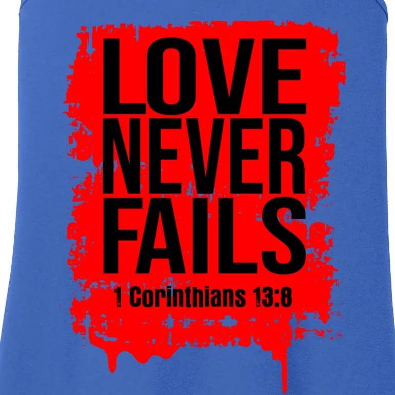 Love Never Fails Valentines Day Christian Faith Bible Verse Cool Gift Ladies Essential Tank