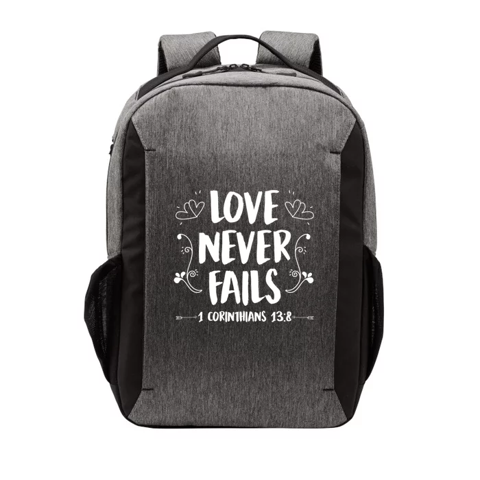 Love Never Fails 1 Corinthians 13 8 Bible Verse Christian Cute Gift Vector Backpack