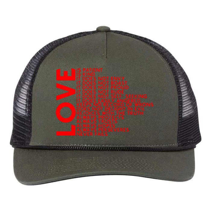 Love Never Fails Retro Rope Trucker Hat Cap