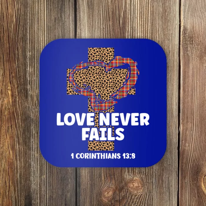 Love Never Fails 1 Corinthians 13 8 Christian Valentines Gift Coaster