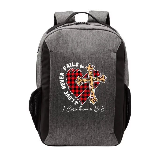 Love Never Fails Funny Plaid Heart Leopard Cross Funny Gift Vector Backpack