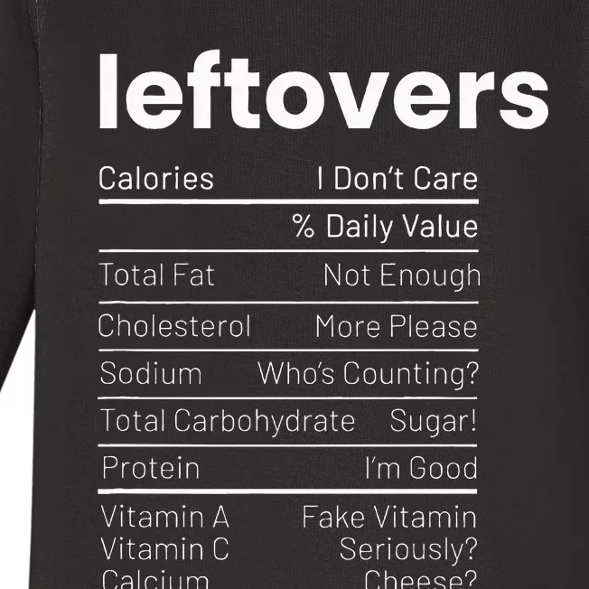 Leftovers Nutrition Facts Thanksgiving Leftover Recipes Baby Long Sleeve Bodysuit