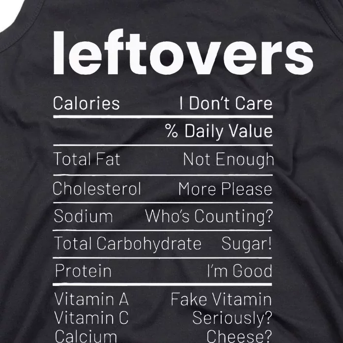 Leftovers Nutrition Facts Thanksgiving Leftover Recipes Tank Top