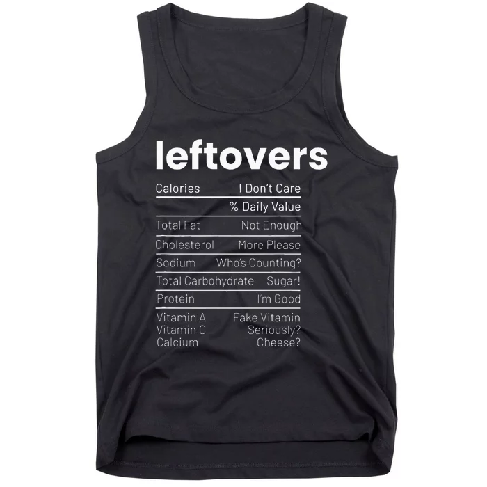 Leftovers Nutrition Facts Thanksgiving Leftover Recipes Tank Top