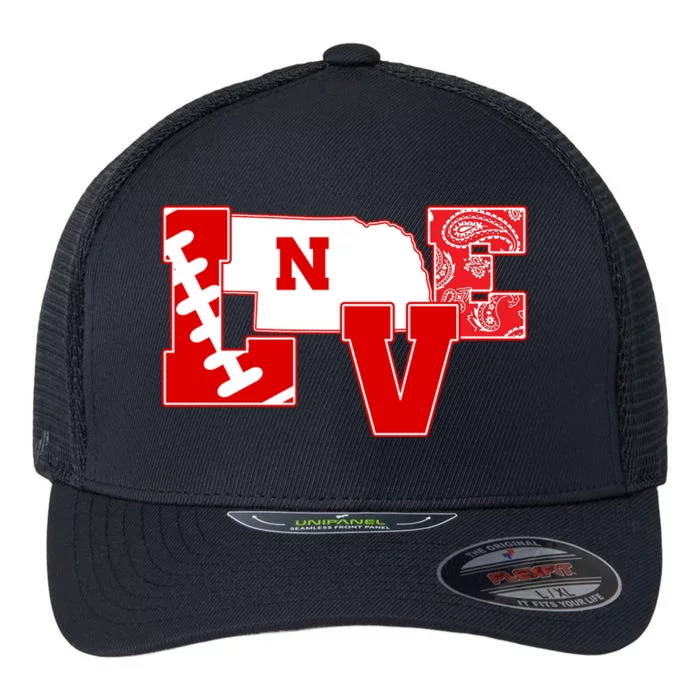 Love Nebraska Football Flexfit Unipanel Trucker Cap