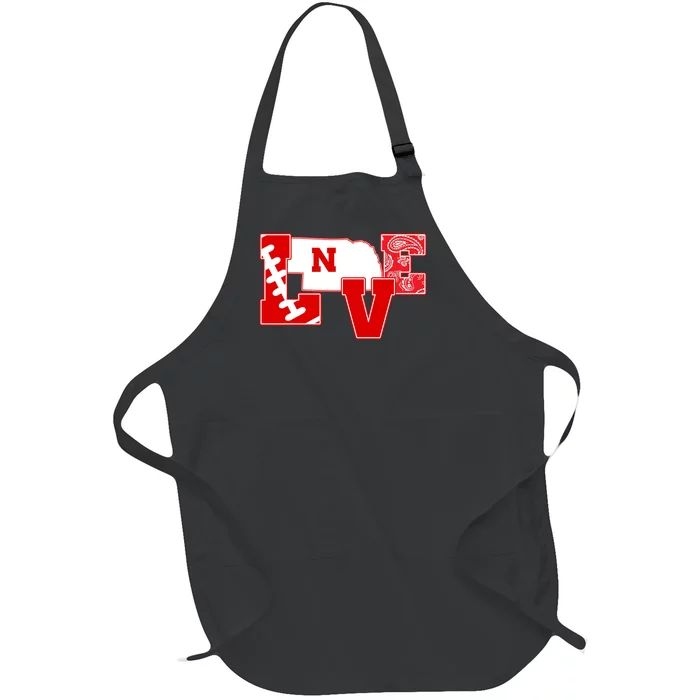 Love Nebraska Football Full-Length Apron With Pocket