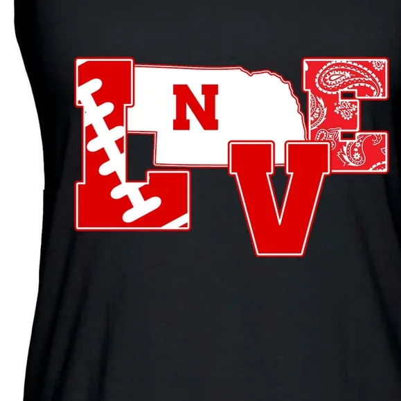 Love Nebraska Football Ladies Essential Flowy Tank