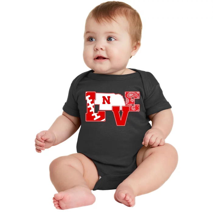 Love Nebraska Football Baby Bodysuit