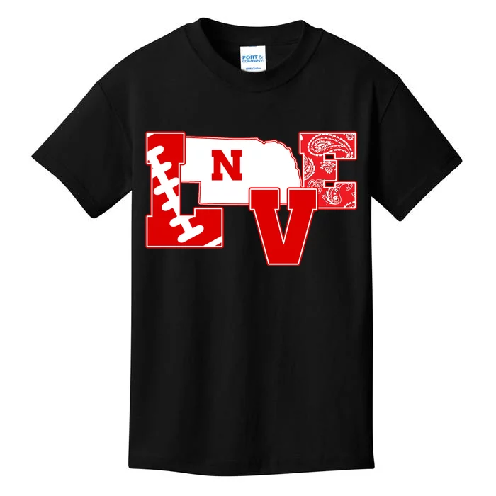 Love Nebraska Football Kids T-Shirt