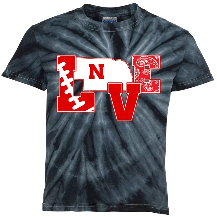 Love Nebraska Football Kids Tie-Dye T-Shirt