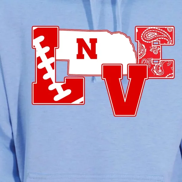 Love Nebraska Football Unisex Surf Hoodie