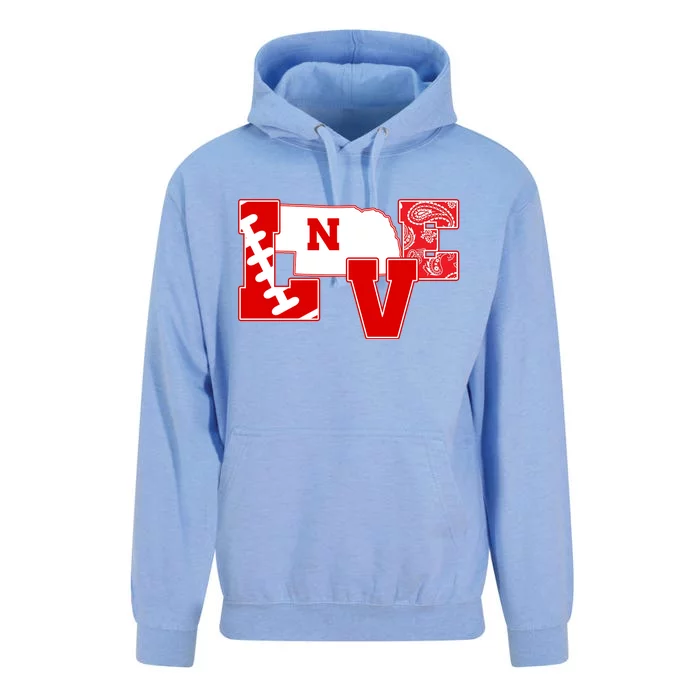 Love Nebraska Football Unisex Surf Hoodie