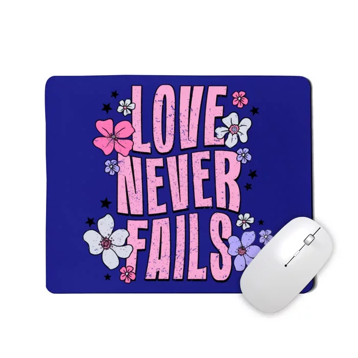 Love Never Fails Groovy Valentines Day Christian Religious Great Gift Mousepad