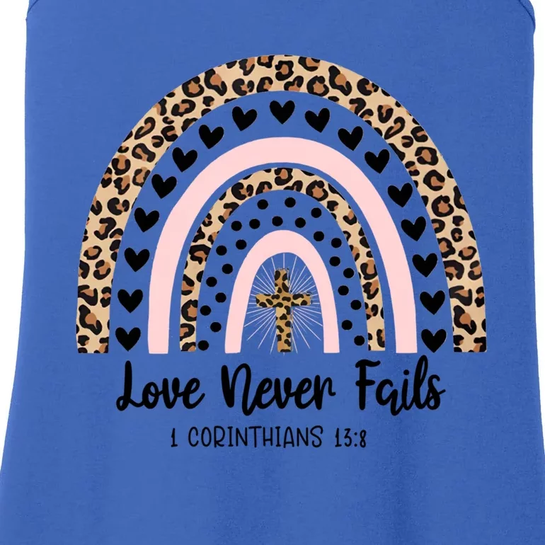 Love Never Fails Rainbow Leopard Christian Valentine's Day Gift Ladies Essential Tank