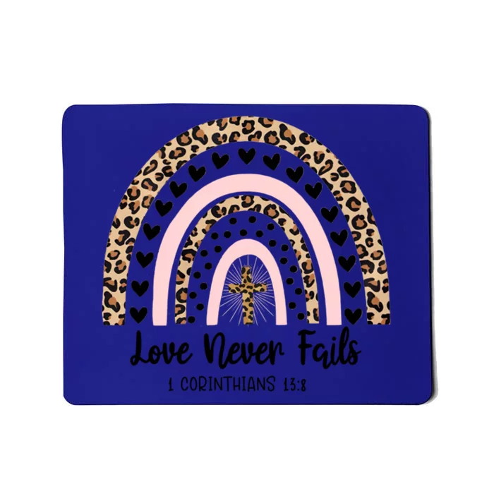 Love Never Fails Rainbow Leopard Christian Valentine's Day Gift Mousepad