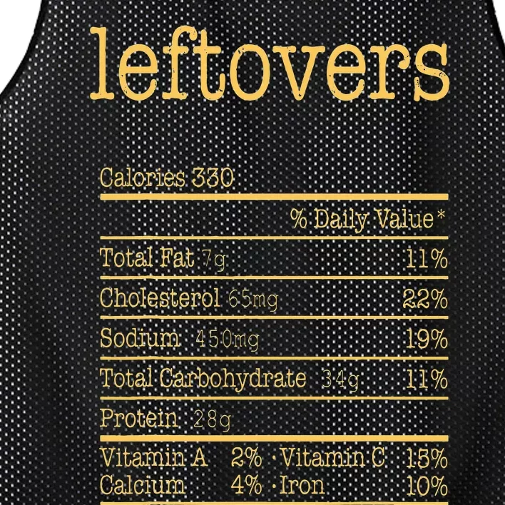 Leftovers Nutrition Facts Funny Thanksgiving Christmas Food Mesh Reversible Basketball Jersey Tank