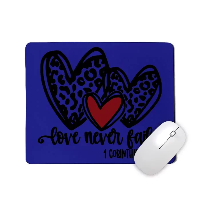 Love Never Fails Valentines Day Couples Tee Leopard Heart Gift Mousepad