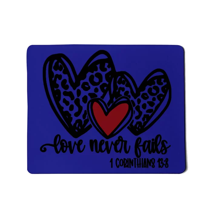 Love Never Fails Valentines Day Couples Tee Leopard Heart Gift Mousepad