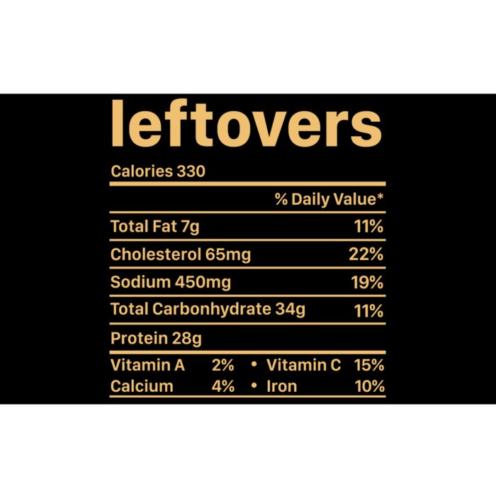 Leftovers Nutrition Facts Funny Thanksgiving Christmas Food Bumper Sticker