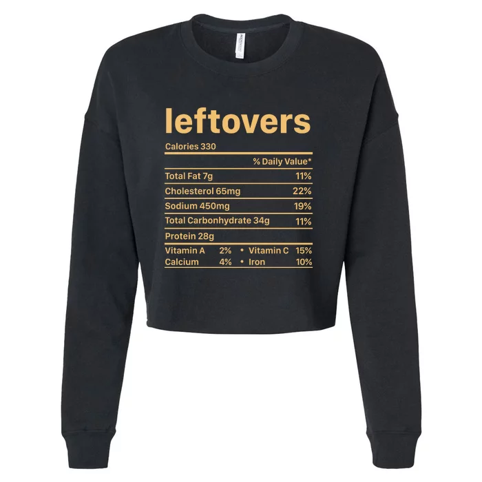 Leftovers Nutrition Facts Funny Thanksgiving Christmas Food Cropped Pullover Crew