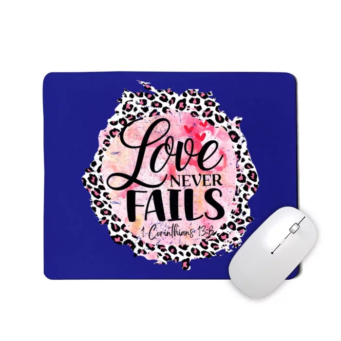 Love Never Fails Leopard Heart Valentine Christian Religious Meaningful Gift Mousepad