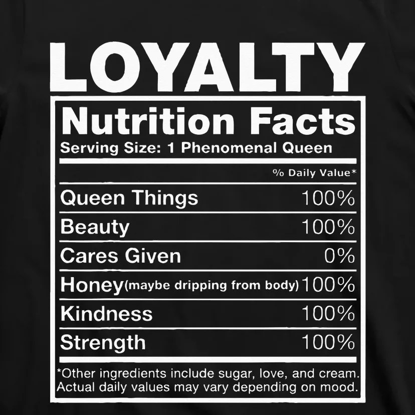 Loyalty Nutrition Facts Loyalty Name Birthday T-Shirt