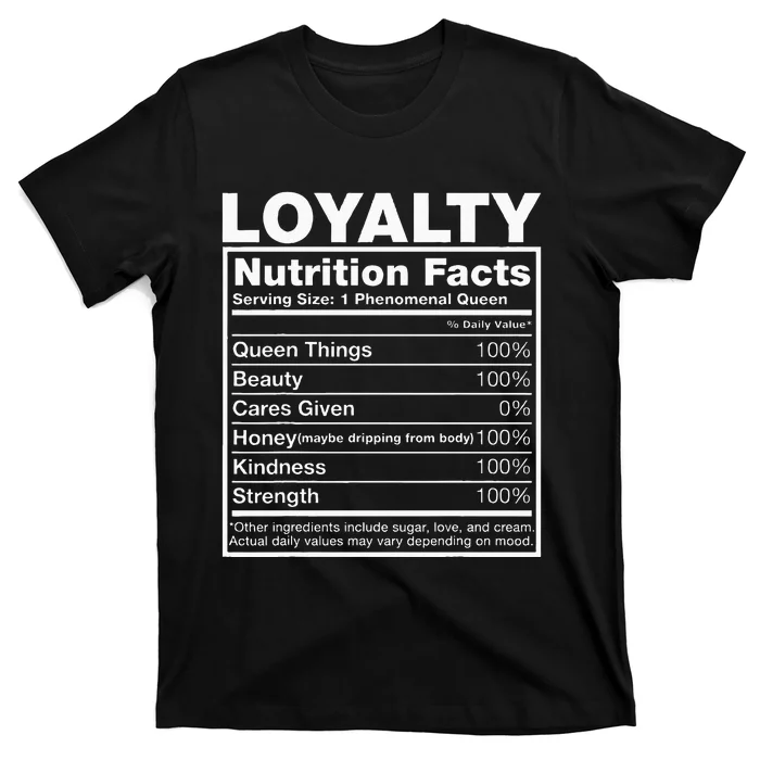 Loyalty Nutrition Facts Loyalty Name Birthday T-Shirt