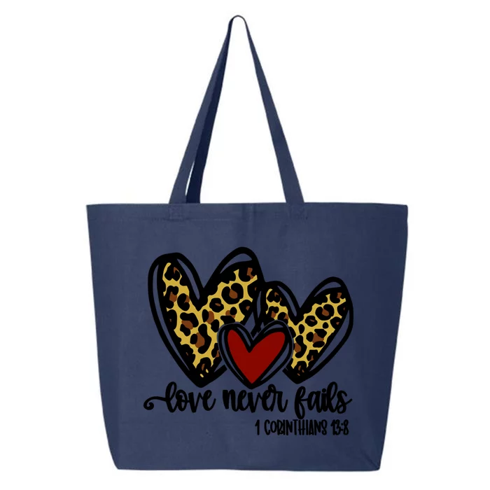 Love Never Fails Valentines Day Couples Tee Leopard Heart Cool Gift 25L Jumbo Tote