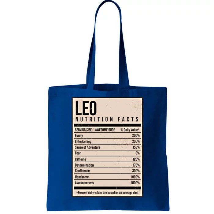 Leo Nutrition Facts Funny Name Humor Nickname Personalized Gift Tote Bag