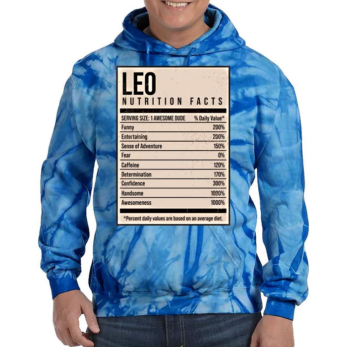 Leo Nutrition Facts Funny Name Humor Nickname Personalized Gift Tie Dye Hoodie