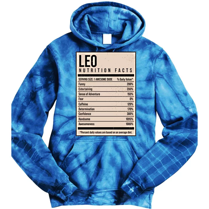 Leo Nutrition Facts Funny Name Humor Nickname Personalized Gift Tie Dye Hoodie