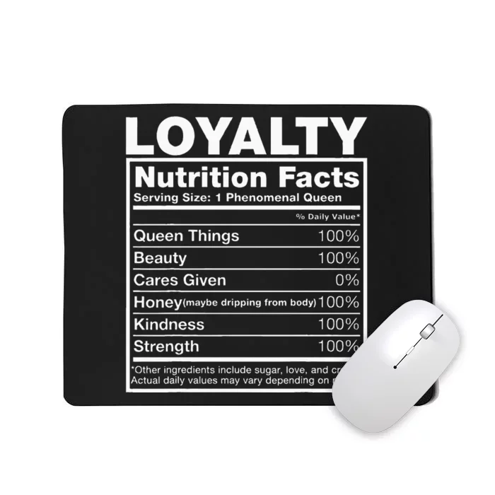 Loyalty Nutrition Facts Loyalty Name Birthday Mousepad