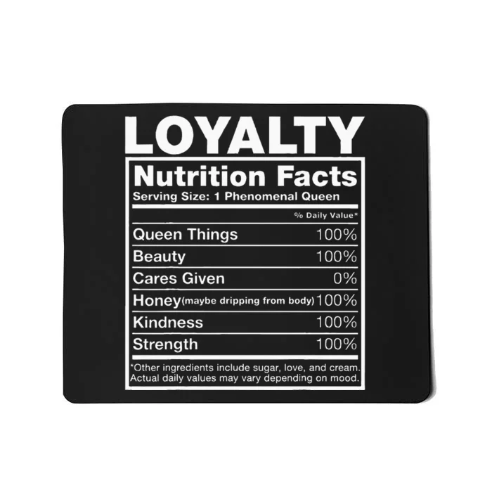 Loyalty Nutrition Facts Loyalty Name Birthday Mousepad